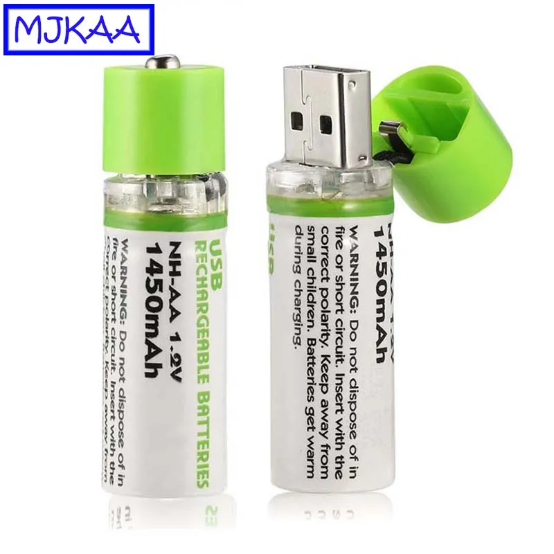 MJKAA AA 1 5 V 1450mAh USB перезаряжаемая батарея Быстрая зарядка Li po батареи высокое