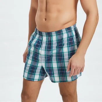 

MJARTORIA Men Underwear Boxers Plaid Underpants Cotton Comfortable Striped Panties Loose High Quality Oversize Breathable