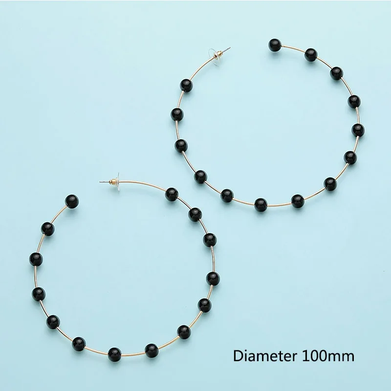 Корейские модные черно-белые серьги с искусственным жемчугом, геометрические круглые серьги, новые жемчужные серьги для женщин, темпераментные элегантные ювелирные изделия - Окраска металла: 001
