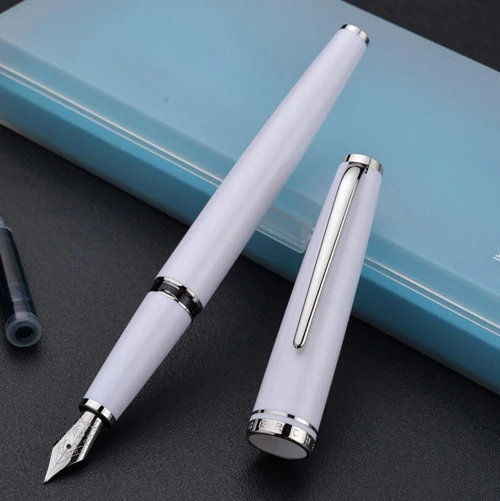 Высокое качество герой перьевая ручка металл Руководящий работник быстрое письмо подарок фирменная ручка упаковка коробки - Цвет: White