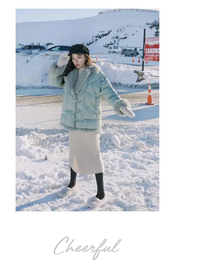 Зимнее Новое Стильное хлопковое пальто для фотосессии, женское шикарное пальто свободного кроя в Корейском стиле, короткое пальто из овечьей шерсти, хлопковое пальто