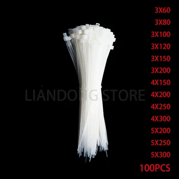 

Auto-bloqueo de Cable de nylon tirantes 100 PCS Cable blanco lazos Fasten Cable de lazo varias especificaciones