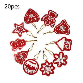 

20 Pieces Christmas DIY Artificial Diamond Painting Gift Tags Resin Painting Han
