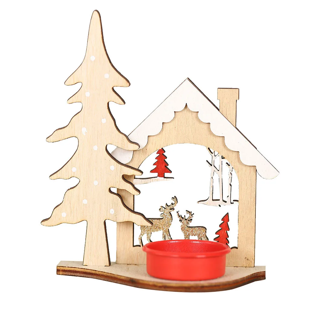 Подсвечники креативные Diy Рождественский деревянный подсвечник Настольный украшение стола Decoracion Hogar модно#30
