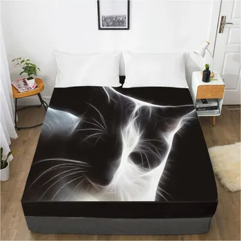 

3D Fitted Sheet Bed Mattress Fitted Cover Custom Design Bed Linens Sheets Bedsheet 198*203cm Animals Dog Cat Printed Bedding