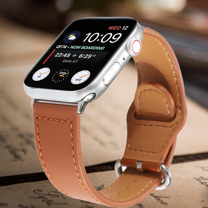 Ремешок для Apple Watch series 5/4/3/2/1 38 мм 42 44 40 кожаный сменный спортивный браслет