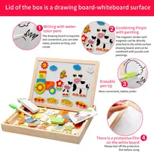 Горячие Обучающие деревянные игрушки мультяшная магнитная доска для рисования с коробкой головоломка блоки доска креативная игра мультяшная магнитная доска