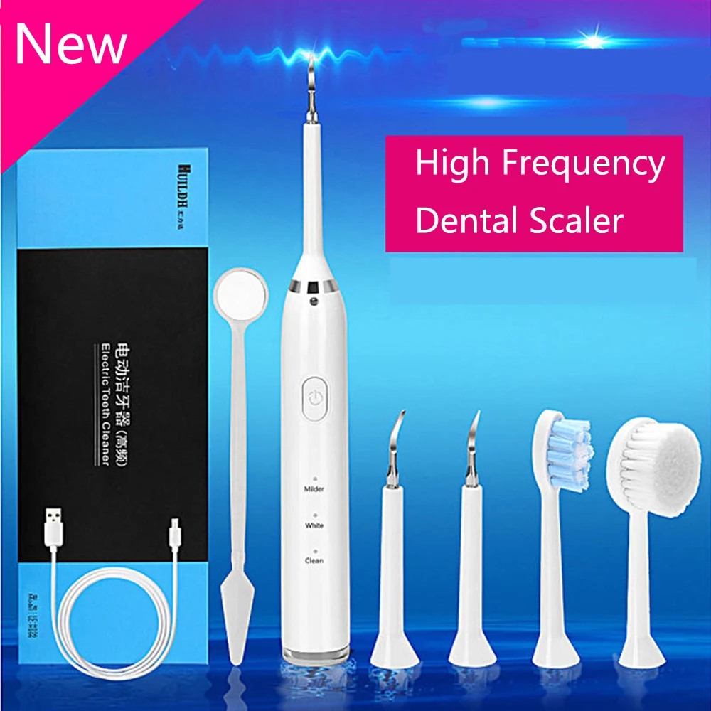 Electric Ultrasonic Dental Calculus Remove High Frequency Vibration Teeth Whitening Dental Plaque Tartar Remover Tooth Polisher pet toothbrush food grade material remove tooth stains anti crack pet teeth cleaning brush for puppy dog cat dental care perros