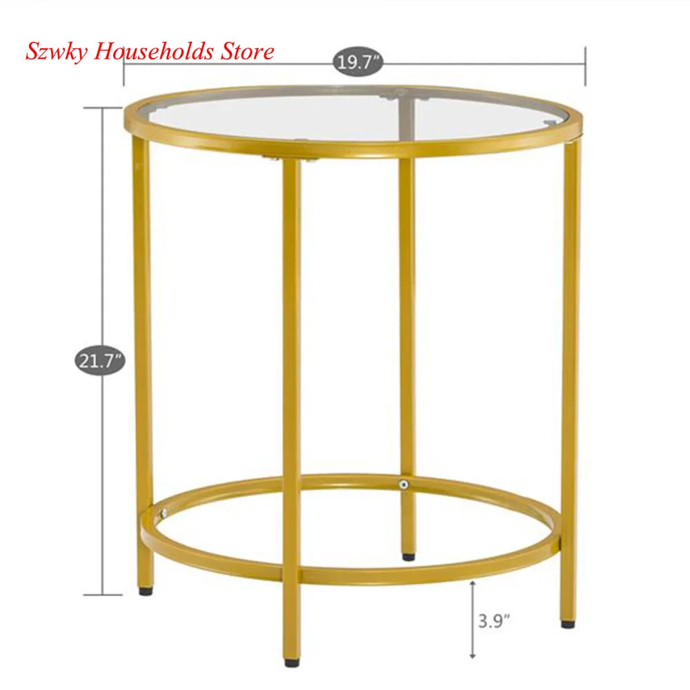 

In Stock [50 x 50 x 55]cm Simple Single Layer Round Frame Glass Surface Coffee Table Side Table 50 Round Gold Dropshipping