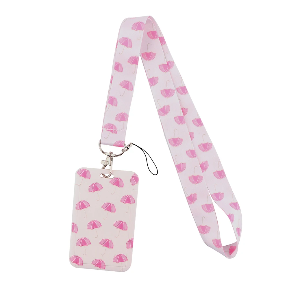 HJ1201 Pink umbrella Neckband Lanyard Badge Holder Car Keychain Office
