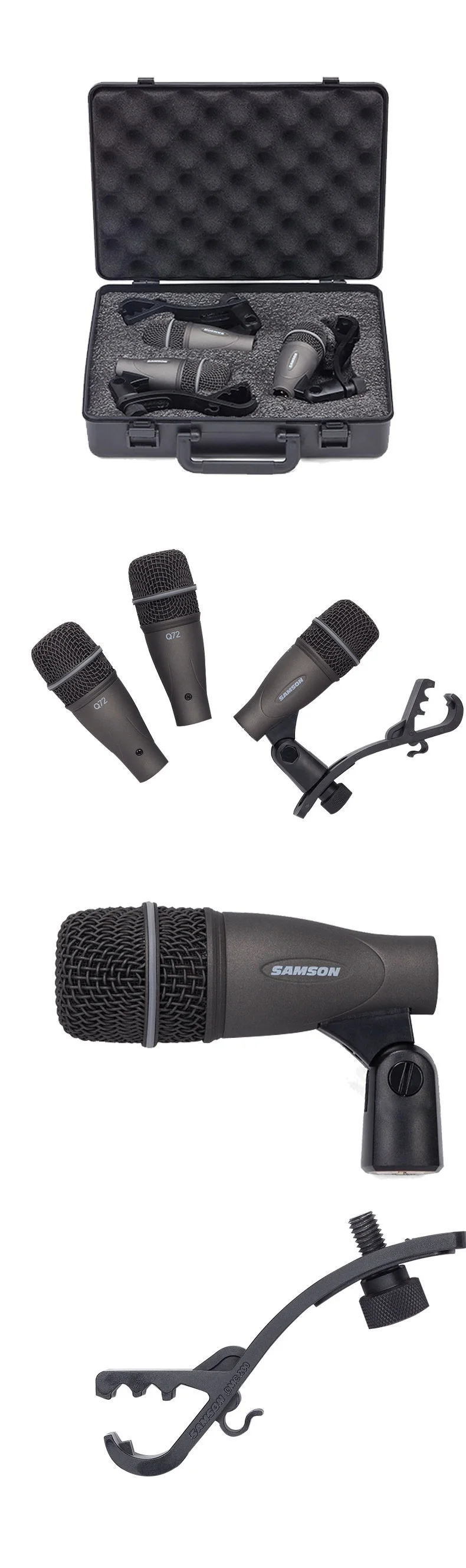 Samson Dk703 комплект из 3 предметов с поворотным креплением для микрофона 3 шт. Q72 Mic+ шарнирное крепление для барабана и Toms