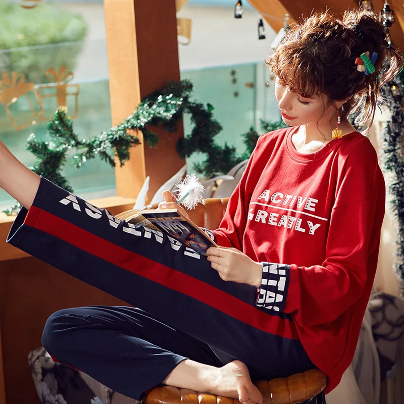 

Pajamas Female Spring Autumn And Winter Pure Cotton Long Sleeve Thin Korean-style Loose-Fit Sweet Cute Summer Days Cotton Homewe