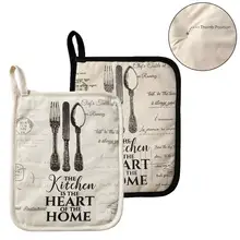 2 шт винтажные хлопковые холщовые двойного назначения теплоизоляционные прокладки кухонные перчатки для готовки микроволновой печи перчатки колодки