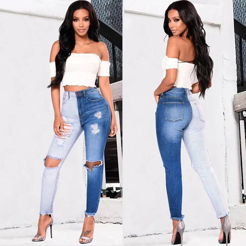 Новые рваные джинсы для женщин pantalones mujer Лоскутные обтягивающие джинсы женские эластичные джинсовые узкие брюки 3XL 4XL