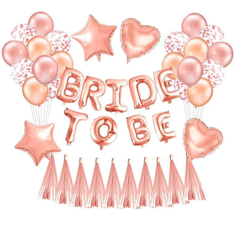 

Rose gold theme wedding balloon set bride to be aluminum film balloon bachelor party decoration supplies wholesale