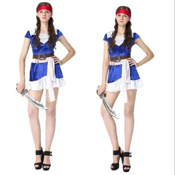 

Halloween Adult Women Pirates of the Caribbean Costumes Cosplay Fancy Carnival Performance Dress(No weapons)