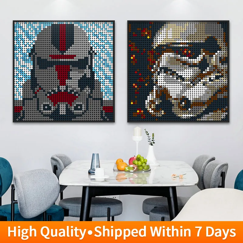 MOC Star Figures Avatar Pixel Art Mosaic Painting Building Blocks Movie Character Portrait Pictures Home Decor Bricks Toys Gifts | Игрушки и