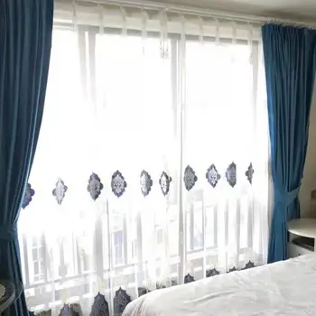 

Custom curtains for Living Room Bedroom New Simple European-Style Window Screen Velvet Embroidered Curtain