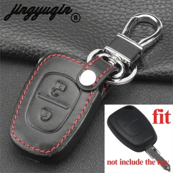 

jingyuqin 2 Buttons Leather Remote Fob Car Key Case Cover Holder For Vauxhall/Opel Vivaro/ Renault Movano Trafic Kangoo Blank