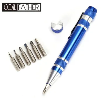 

7 Screwdrivers Aluminum Pen Style Multi-Tool Vape Screwdriver Handle Tool For DIY Vaper Eletronic Cigarette