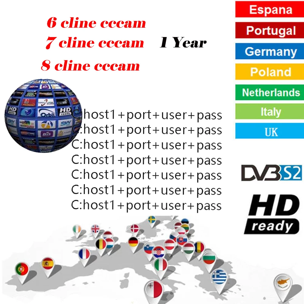 

Digital HD Europe cccam Cline for 1 year Spain support HD DVB-S2 Satellite TV Receiver GTmedia V8 Nova/v7s Europe Spain Portugal