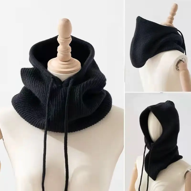 Unisex Cashmere Hooded Cap Winter Warm Collar Head Neck Protection
