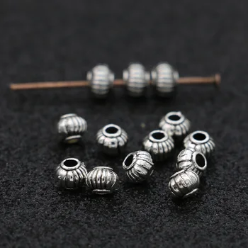 

50pcs Antique Silver Plated Round Spacer Beads for Jewelry Making Bracelet Loose Beads DIY Handmade Accessories 4mm