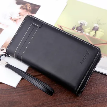 

Casual Men Long Wallet Pu Leather Man Purse Cow Leather Wallets For Men Solid Zipper Money Bag Card Holder Male Clutch Dropship