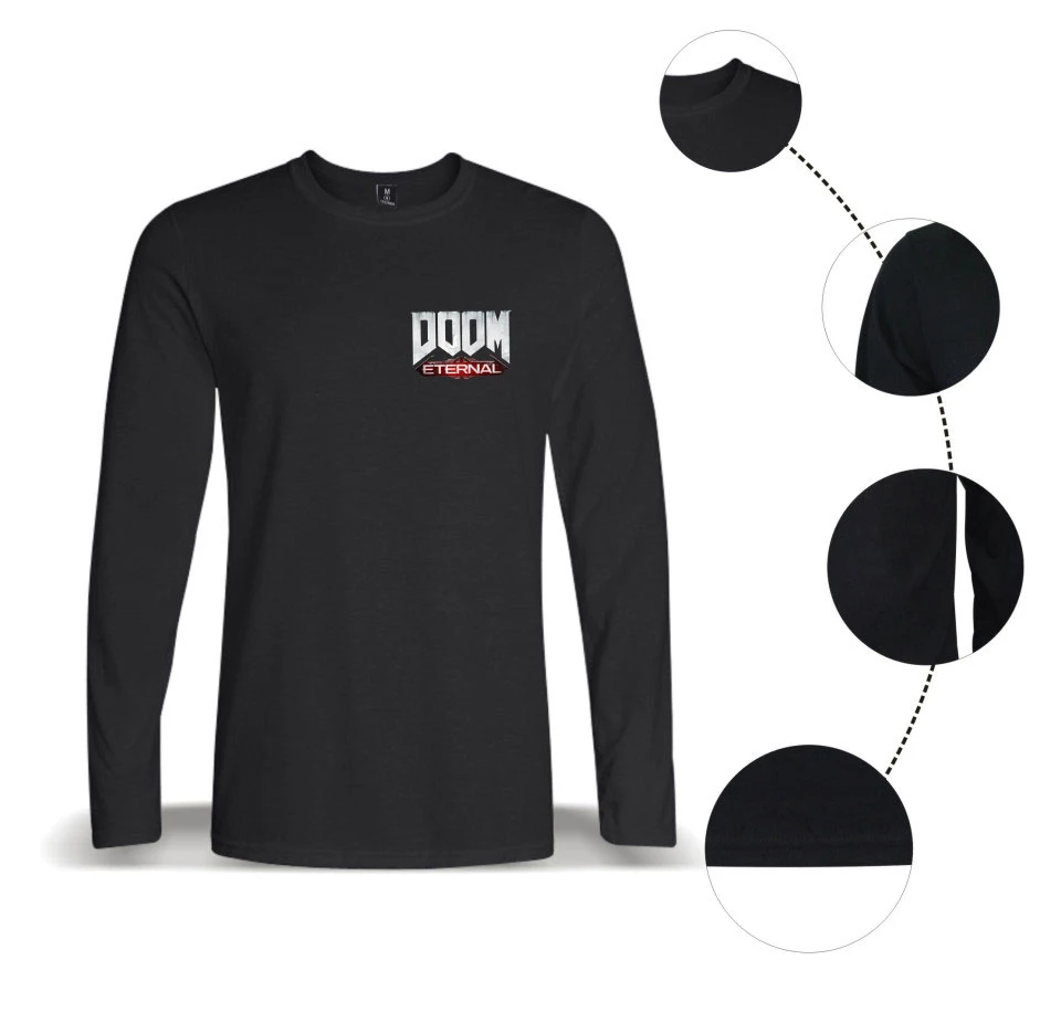 Doom Eternal Мужская/женская футболка с высоким воротом Harajuku Высококачественная брендовая Повседневная футболка с длинными рукавами Фитнес Мужская футболка одежда