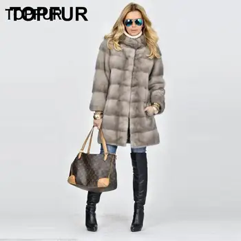 

TOPFUR Genuine Leather Jacket Women Winter Coat Women Gray Jacket With Fur Collar Real Mink Fur Coat Women Real Fur Coat Outwear