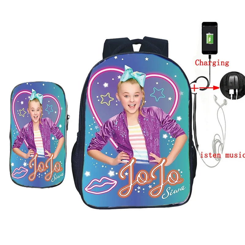 28 2 шт./компл. Jojo Siwa рюкзак usb зарядка школьные сумки для подростков девочек мальчиков ноутбук рюкзак для женщин мужчин повседневные дорожные сумки - Цвет: 28
