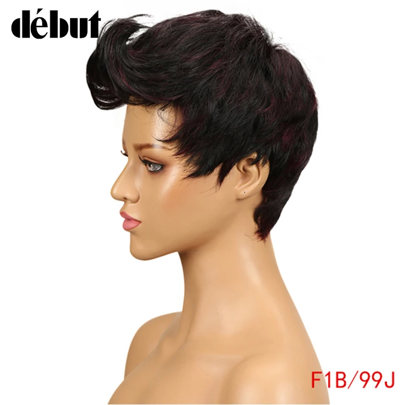 Дебютные кудрявые стриженые парики для женщин коричневого цвета короткие парики из человеческих волос бразильские Волнистые Короткие парики для женщин Подарки - Цвет волос: F1B/99J