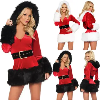 

2020 Hot Women's Red Xmas Dress Sexy Christmas Costumes Sexy Santa Claus Costume Santa Outfits Cosplay Holidays Costumes