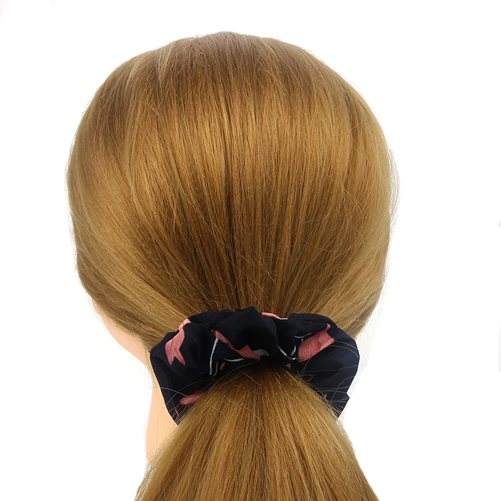 Women Hair Tie Floral Flamingo Design Scrunchie Ponytail - Image 3