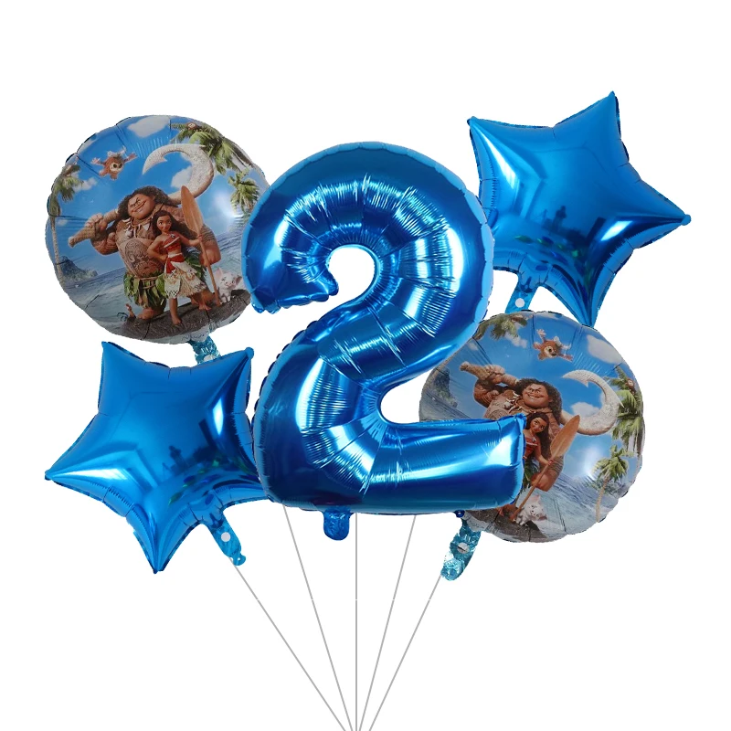 5 개 디즈니 모아 나 호일 풍선 블루 모아 나 테마 생일 파티 장식 베이비 샤워 장식 아이 파티 풍선 공기 글로브
