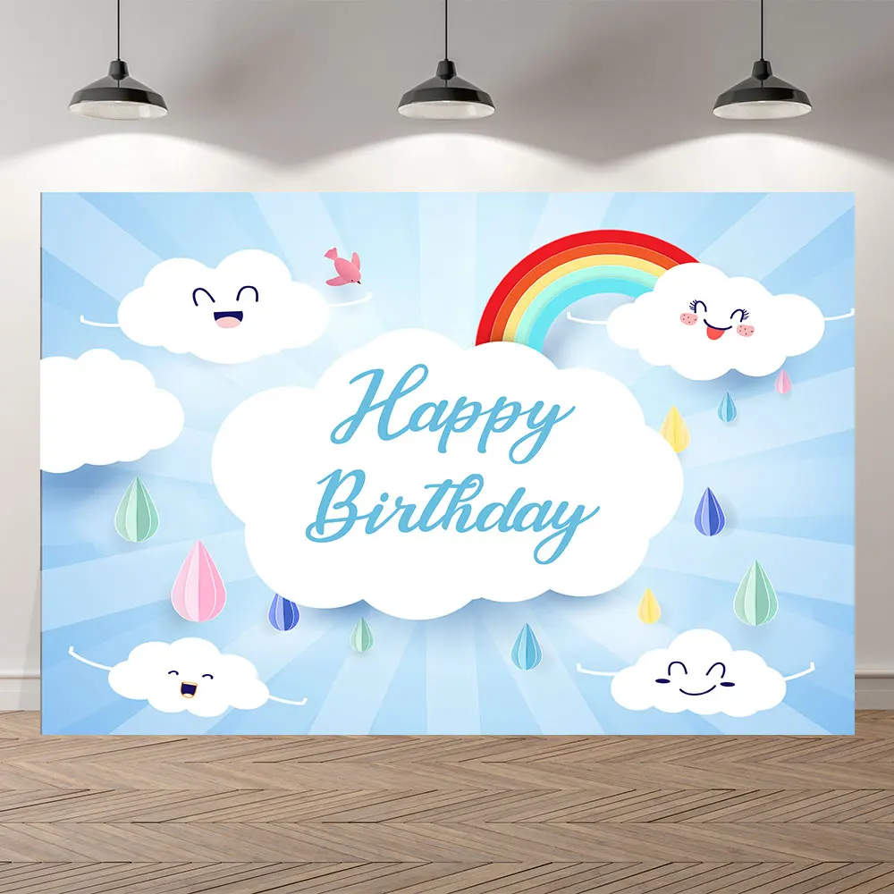 SeekPro cartoon rainbow cloud theme baby shower Birthday party child Photo Background Photography Backdrop | Электроника