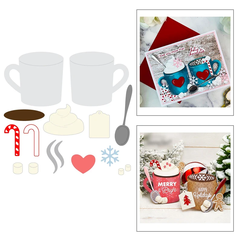 2021 New Mug Cream Christmas Candy Spoon Metal Cutting Dies For DIY Craft Making Decoration Greeting Card Scrapbooking No Stamps | Дом и сад