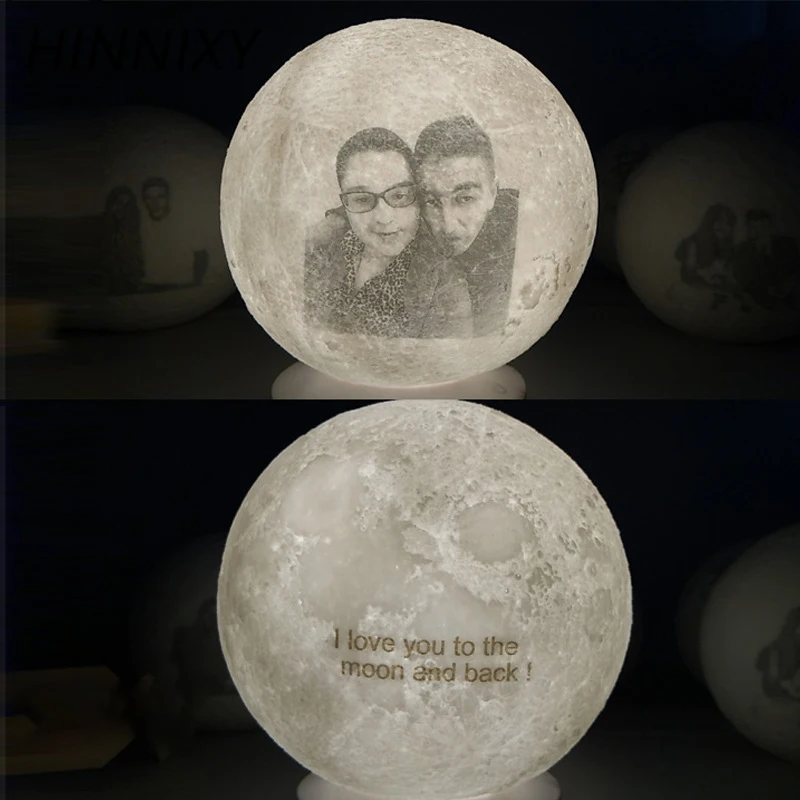 Hinnixy пользовательские 3D печать Луна ночник фото личность RGB Изменение USB Батарея