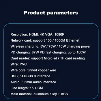 

Type C HUB USB 3.1 Type-C HDMI Docking Station Laptop TF PD HDMI Charger Switch HDMI Station Reader SD Wireless Docking I1A1