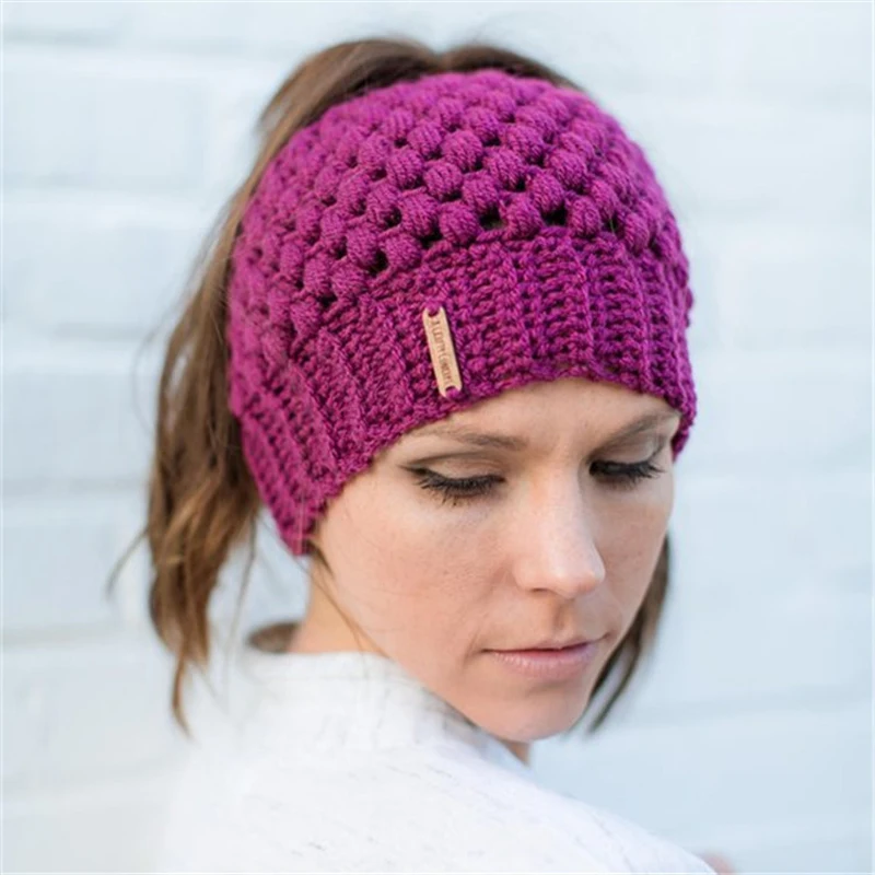 Cola de Caballo, gorros de para sombreros invierno mujer para tejido al Crochet para mujer tapa, gorros, gorros calientes de femenino gorro elegante damas - AliExpress