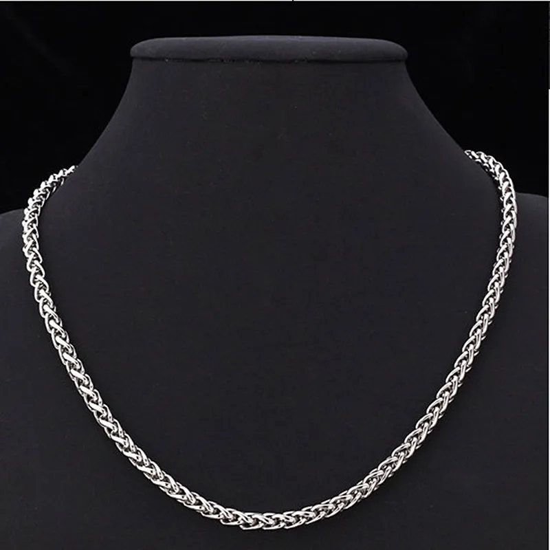HNSP STAINLESS STEEL TWIST CHAIN NECKLACE FOR MEN MALE THICK LONG NECK PUNK ROCK STYLE