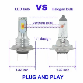 

H7 Headlights Bulbs High/Low Beam 4000LM Super Bright 8000K Ice Blue DC 12V-24V
