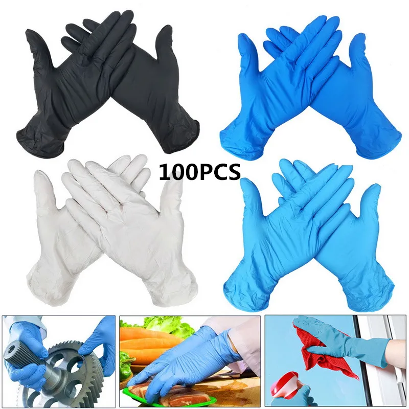 

100Pcs Disposable Nitrile Gloves Antistatic 9 Inch Inspection Protective Gloves Clean Cut-Proof Class A PVC Gloves Multicolor