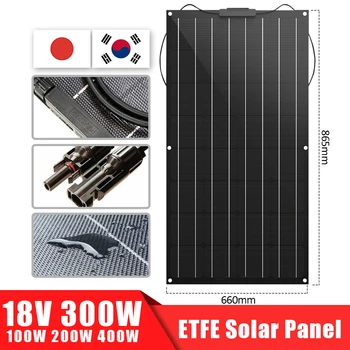 

Solar Panel 18V 100W 200W 300W 400W High Efficiency Flexible ETFE Solar Panel Camping RV Car Boat Home Solar System Charger Kit