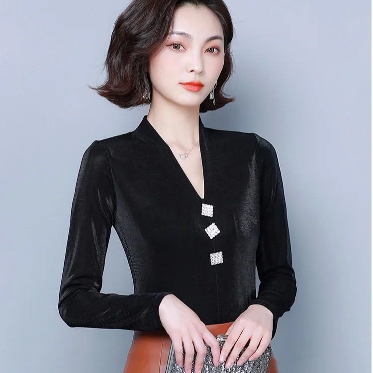 Ondergoed Base Shirt Vrouwen 2019 Westerse Stijl Slim Fit V-hals Lange Mouwen Zwarte T-shirt Eenvoudige Hot Boren Hoodie Met mouw Ondergoed Base Shirt Vrouwen 2019 Westerse Stijl Slim Fit V-hals Lange Mouwen Zwarte T-shirt Eenvoudige Hot Boren Hoodie Met mouw