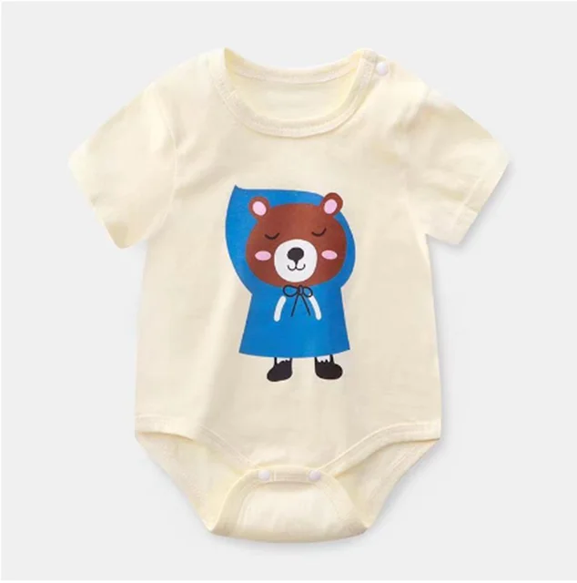 Newborn Baby summer rompers 100% Cotton Infant Body Short Sleeve baby Jumpsuit Cartoon ropa bebe Baby Boy Girl clothes Khaki