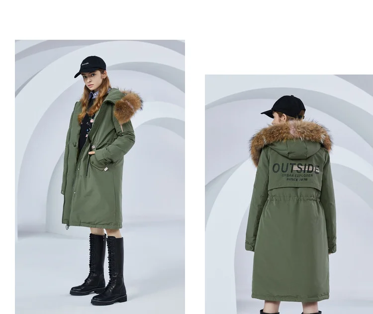 BOSIDENG, пуховик с воротником из натурального меха, Женская куртка средней длины, модное Трендовое пальто, женское плотное пальто, B80141136