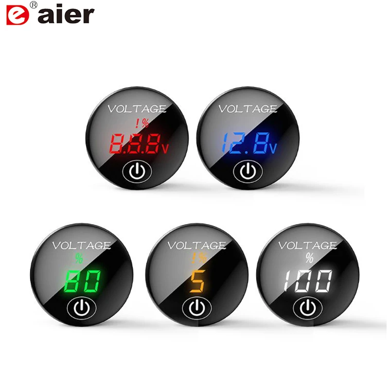 

1pcs Daier Car Motorcycle DC 5V-48V LED Panel Digital Voltage Meter Battery Capacity Display Voltmeter with Touch ON OFF Switch