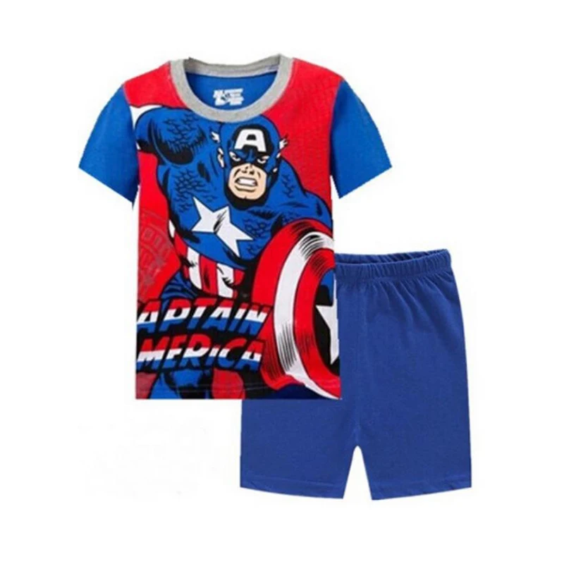 Free Shipping New Kids Boys And Girls Spider Clothes Baby Pajamas Summer Cotton Short Sleeve T-Shirt Pajamas Suit