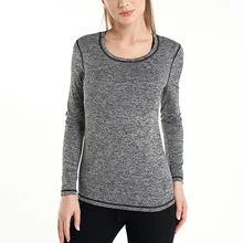 Женская Спортивная одежда для фитнеса, женская спортивная рубашка с длинным рукавом и круглым вырезом, женская спортивная рубашка, топ для йоги, Женский Быстросохнущий Топ, футболка